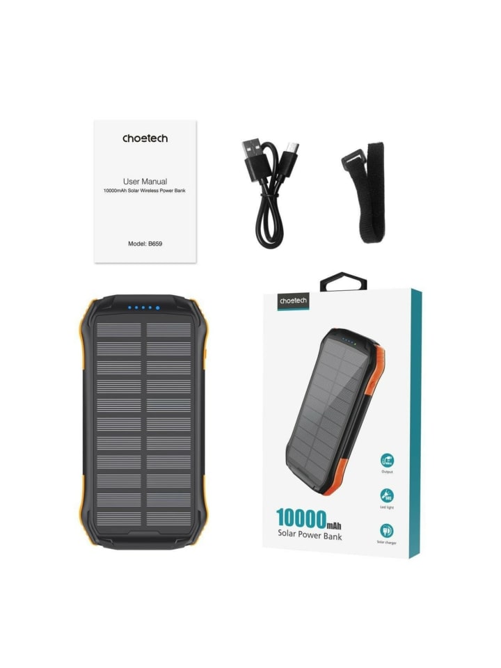 Cheffinger Choetech Solar Powerbank B659  mit induktivem Laden 10000mAh 5W in orange günstig kaufen onesize