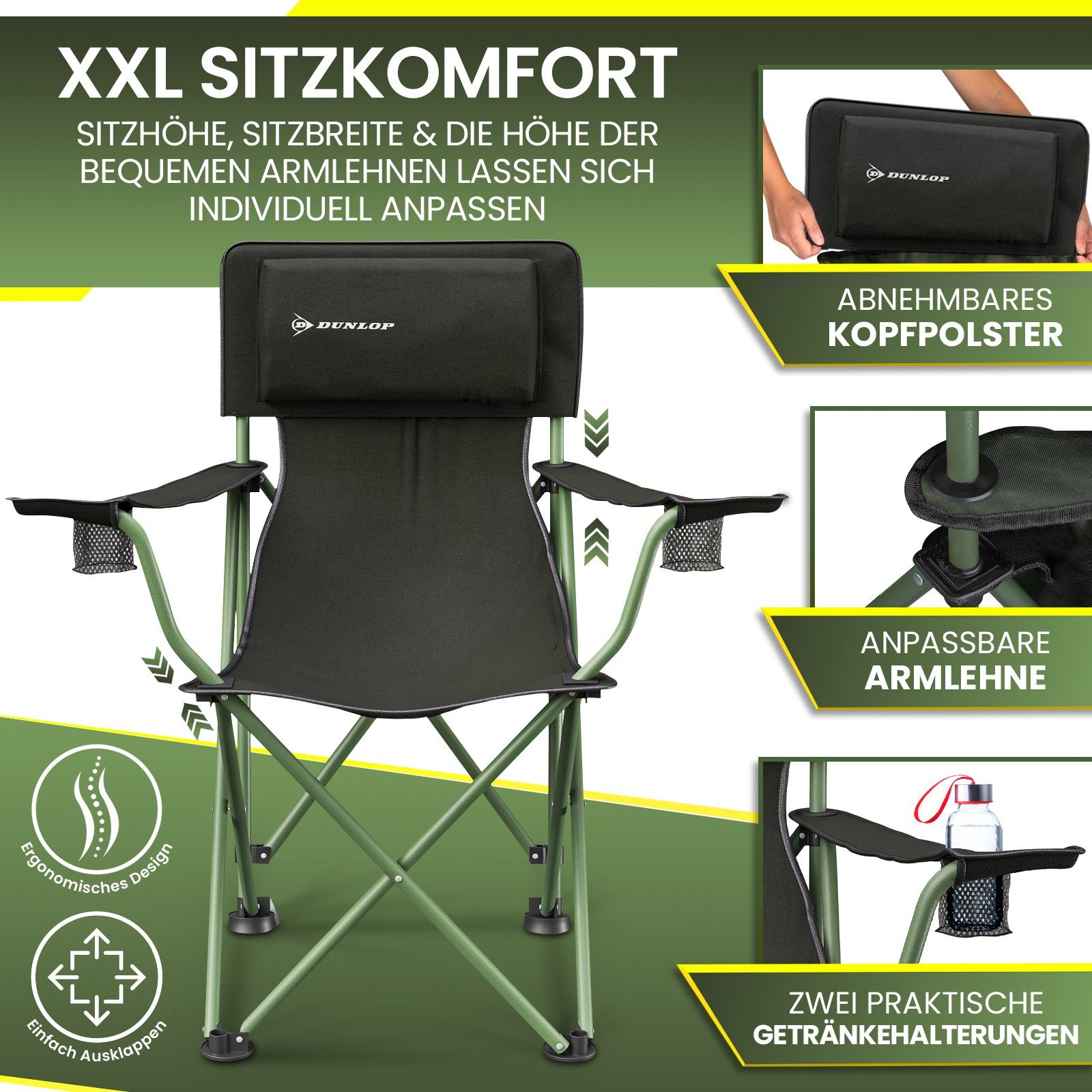 Dunlop Campingstuhl Campingstuhl faltbar XXL