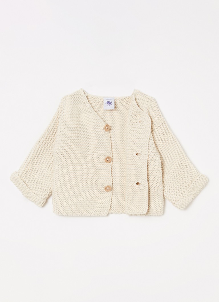 Cardigan Petit Bateau cu guler rotund și tricotat gros
