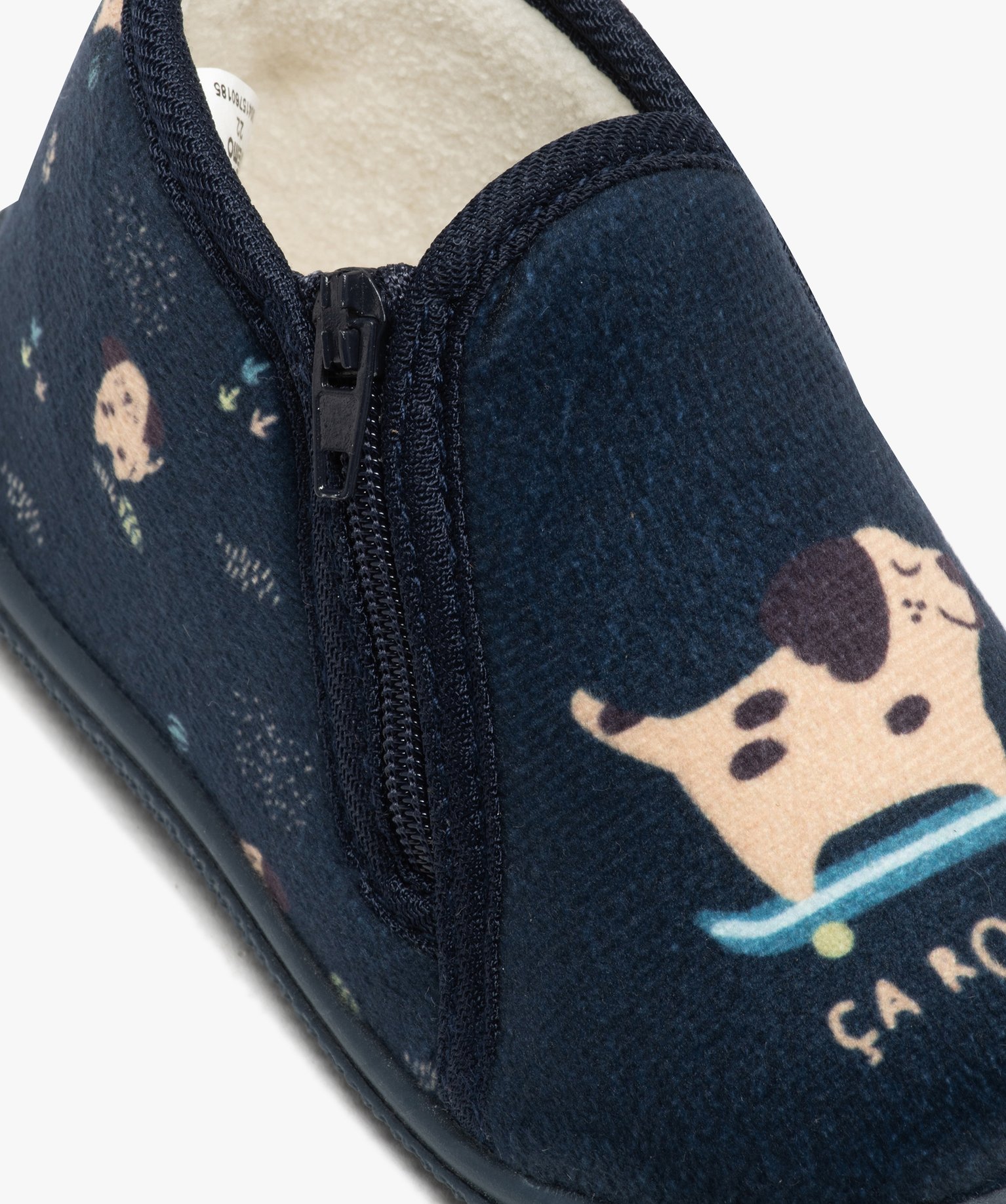 Chaussons bottillons en velours fermeture zippée bébé gar... bleu | GEMO
