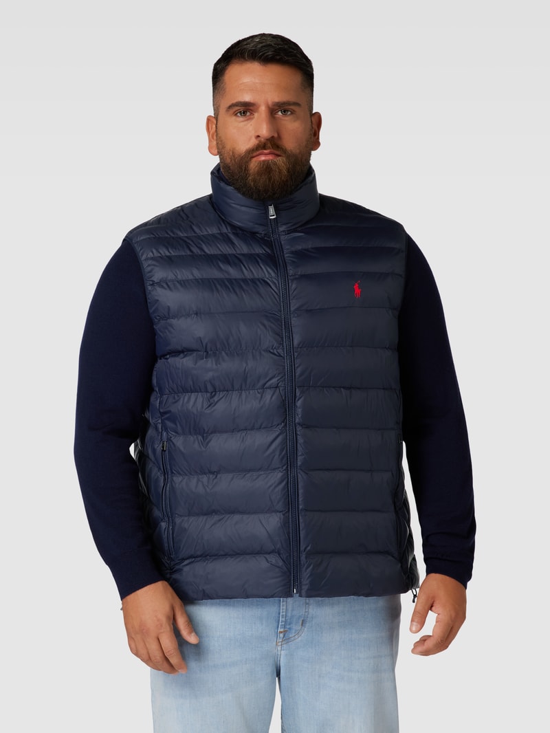 PLUS SIZE Steppweste mit Label-Stitching in marineblau