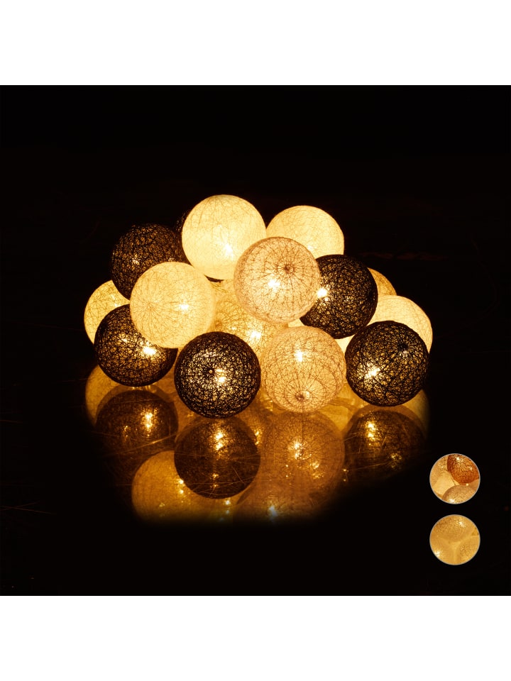 relaxdays LED Lichterkette in Weiß/Grau/Schwarz (L)160 cm günstig kaufen onesize