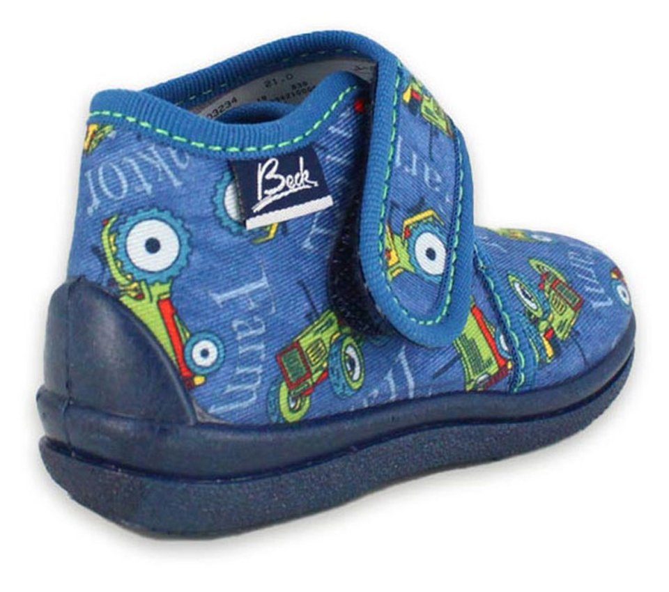 Beck Kleinkind Hausschuh Traktor Hausschuh (knöchelhoher, leichter Schuh, für die Kita und Zuhause) leichte flexible Laufsohle, atmungsaktive Materialien