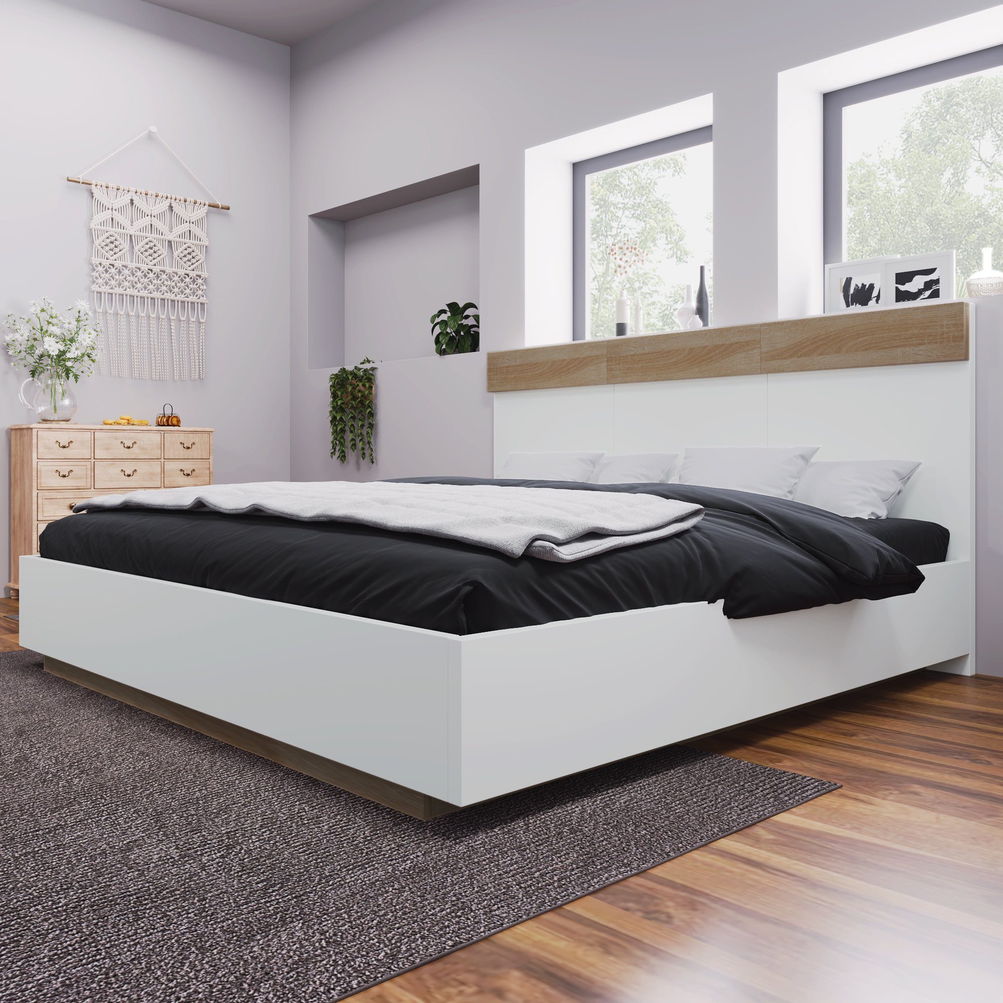 HAUSS SPLOE Massivholzbett Doppelbett Holzbett Bettrahmen Kinderbett Jugendbett (Kiefernholz Doppelbett mit Lattenrost), 140x200cm