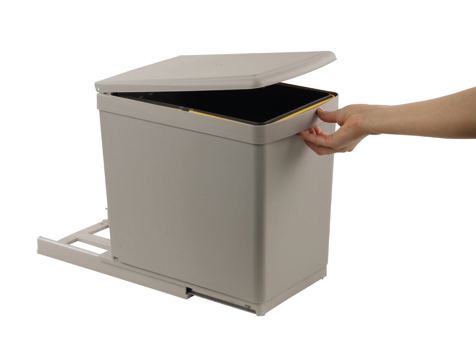 SANITOP WINGENROTH Einbaumülleimer, 1 Fach 16 Liter, ausziehbar, Henkel-Eimer, Schienengestell, 280136