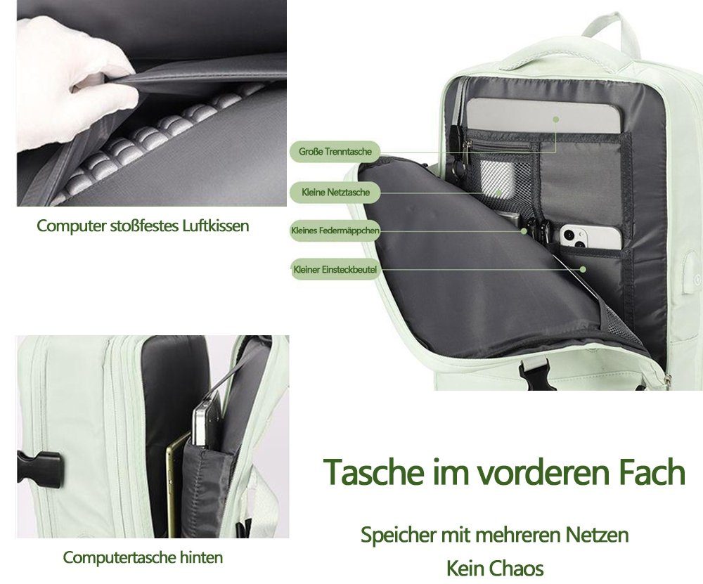 OKWISH Reiserucksack Laptoprucksack Laptop Rucksack Rucksäcke Freizeitrucksack Laptoptasche (Reisen Notebook Laptop Tasche Schule Uni Rucksack Handgepäck 40L, Schulrucksack, Sportrucksack, USB-Anschluss, Anti-Diebstahl, Laptopfach), für Herren Damen