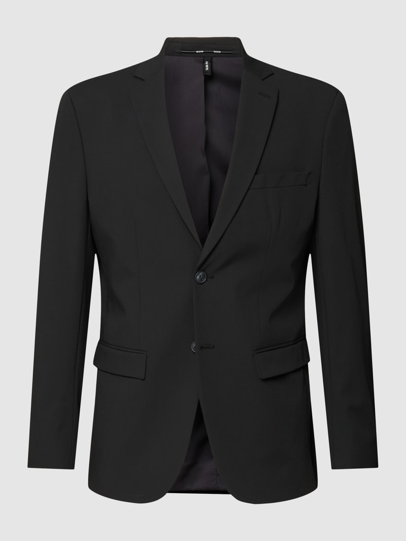Slim Fit 2-Knopf-Sakko mit Pattentaschen in schwarz