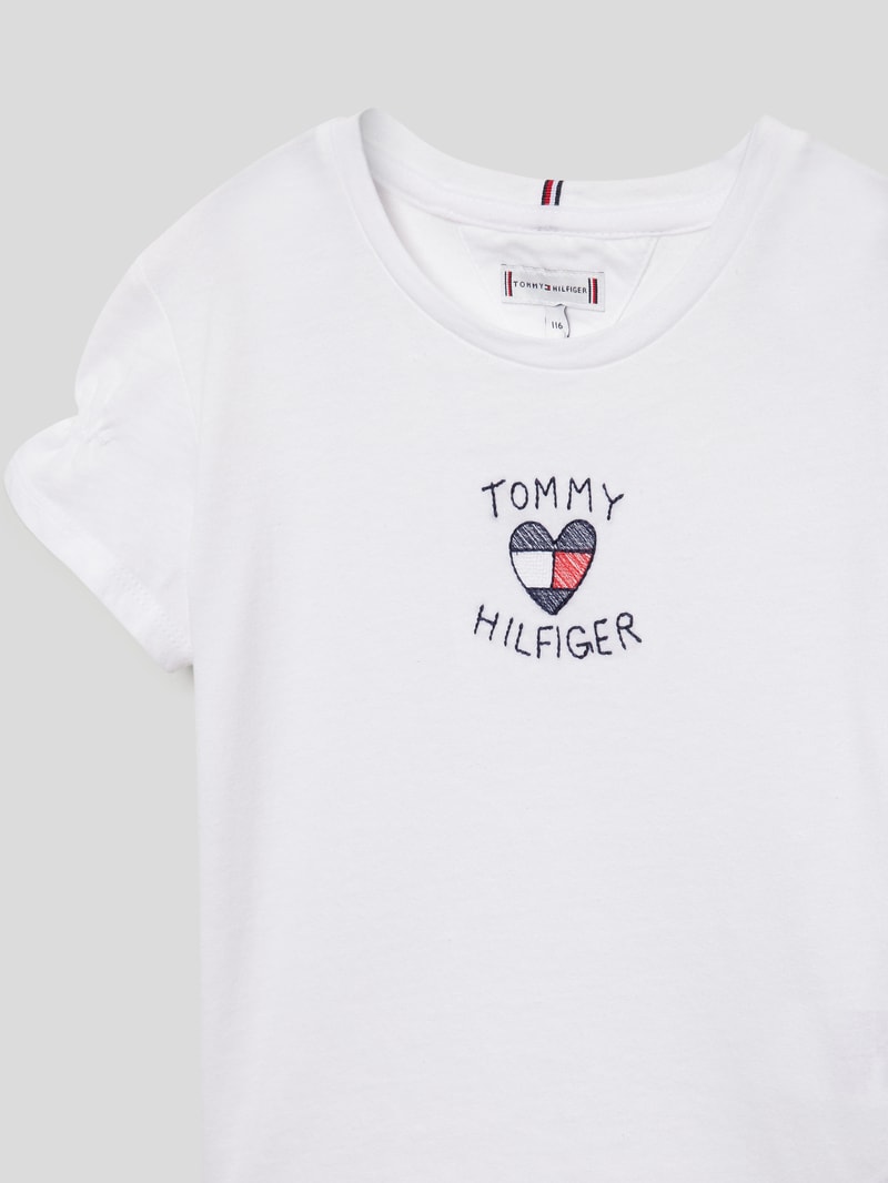 T-Shirt mit Label-Stitching in weiß