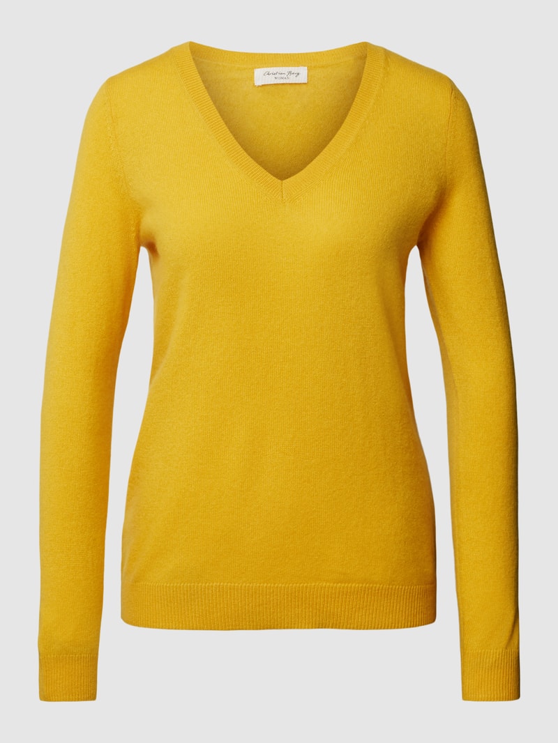 Strickpullover aus Kaschmir mit V-Ausschnitt in messing