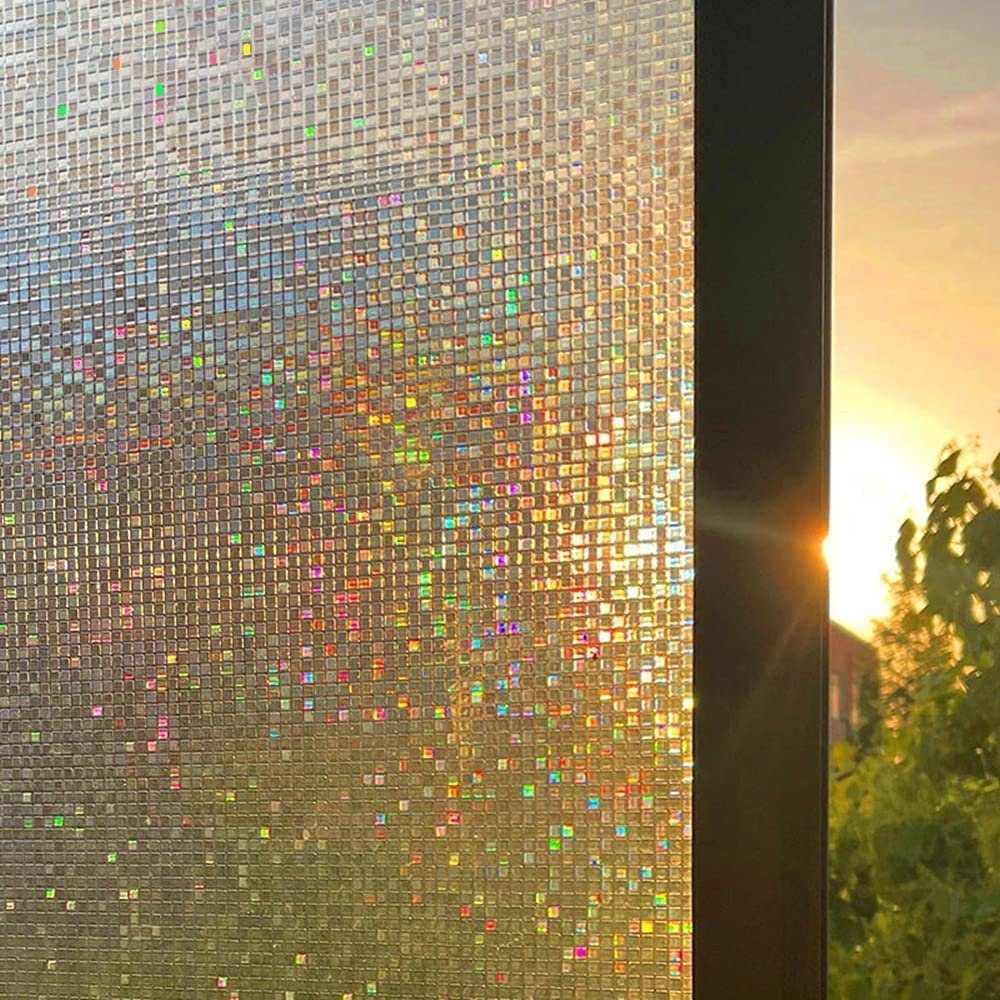 Fensterfolie 3D Fensterfolie Bunt Selbsthaftend, Haiaveng, Texturiert, Blickdichte Sichtschutzfolie Regenbogen Fenster Dekorfolie
