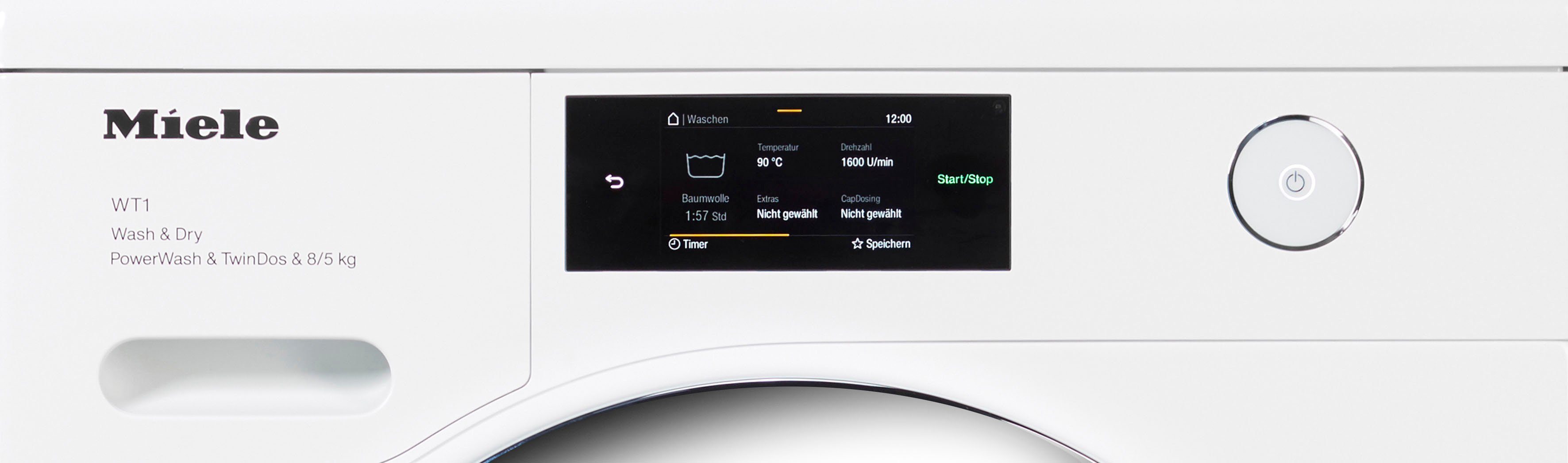 Miele Waschtrockner WTR860WPM D LW PWash&TDos 8/5 Kg, 8 kg, 5 kg, 1600 U/min, unterbaufähig, QuickPower für schnelles Waschen und Trocknen
