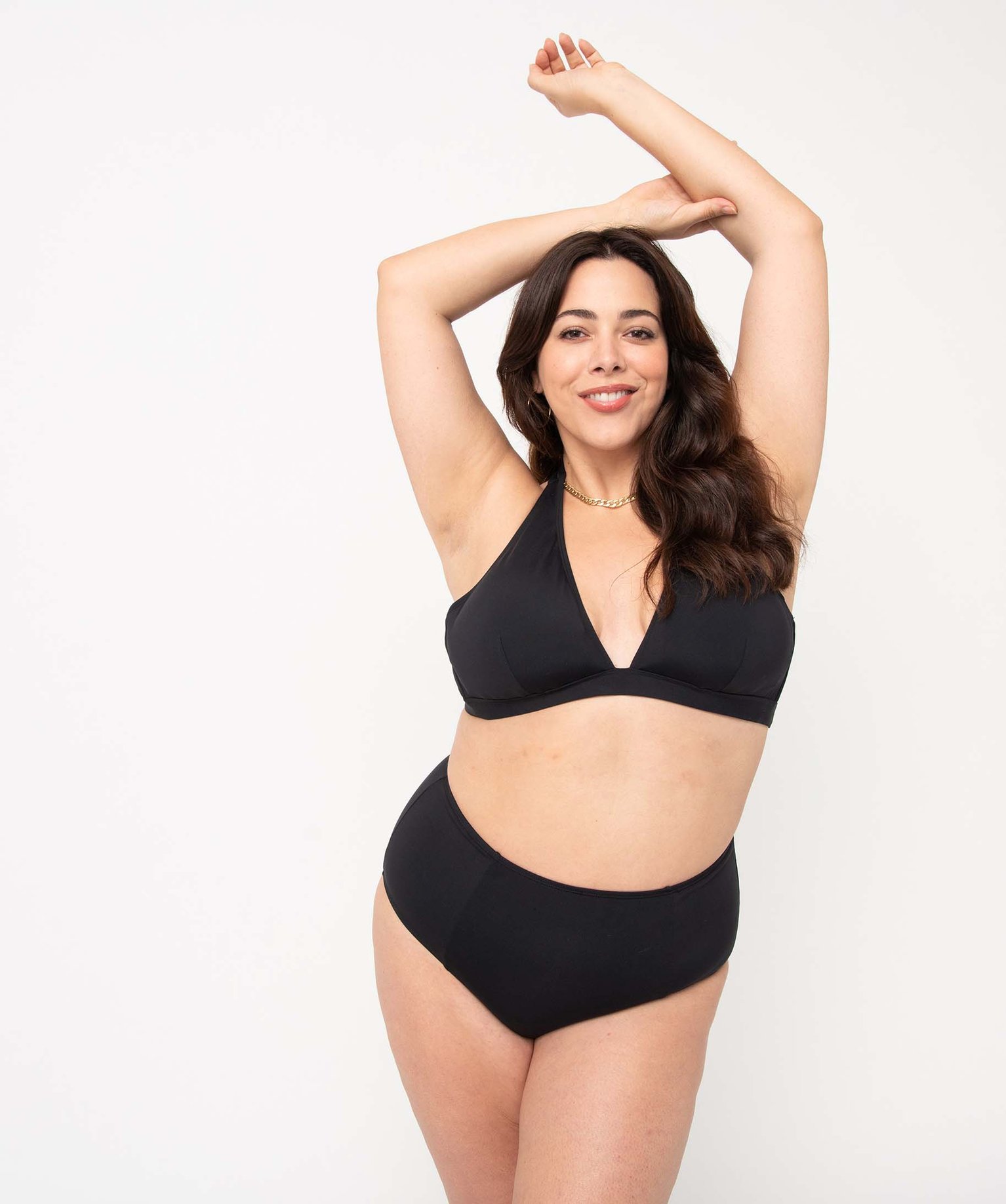 Bas de maillot de bain femme grande taille à taille haute noir | GEMO