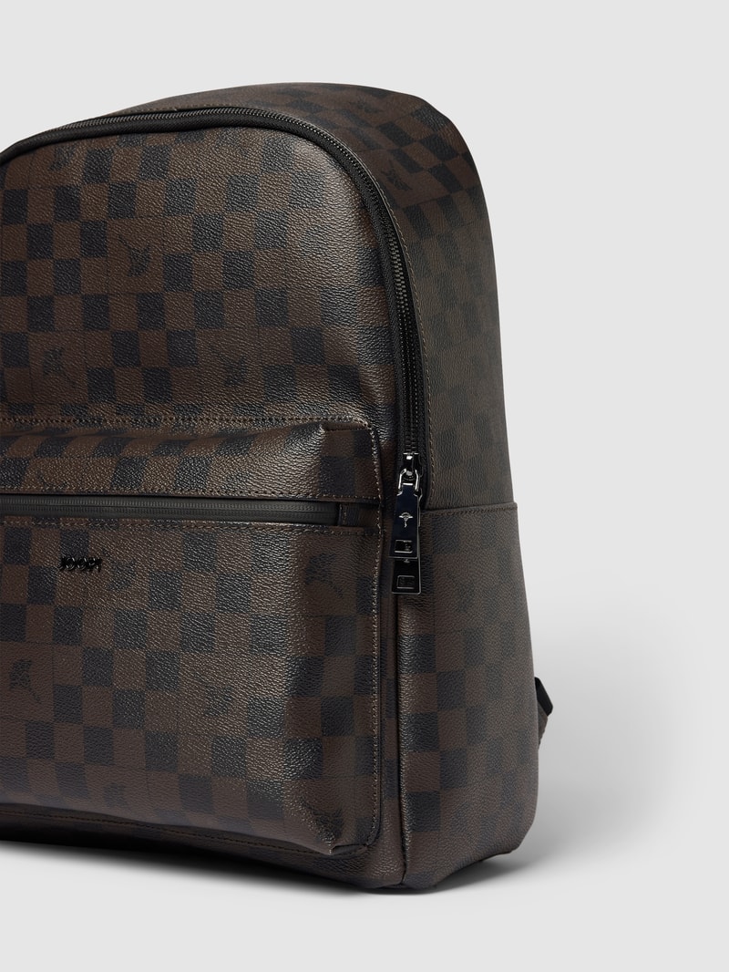 Rucksack mit Allover-Muster Modell 'cortina' in dunkelbraun