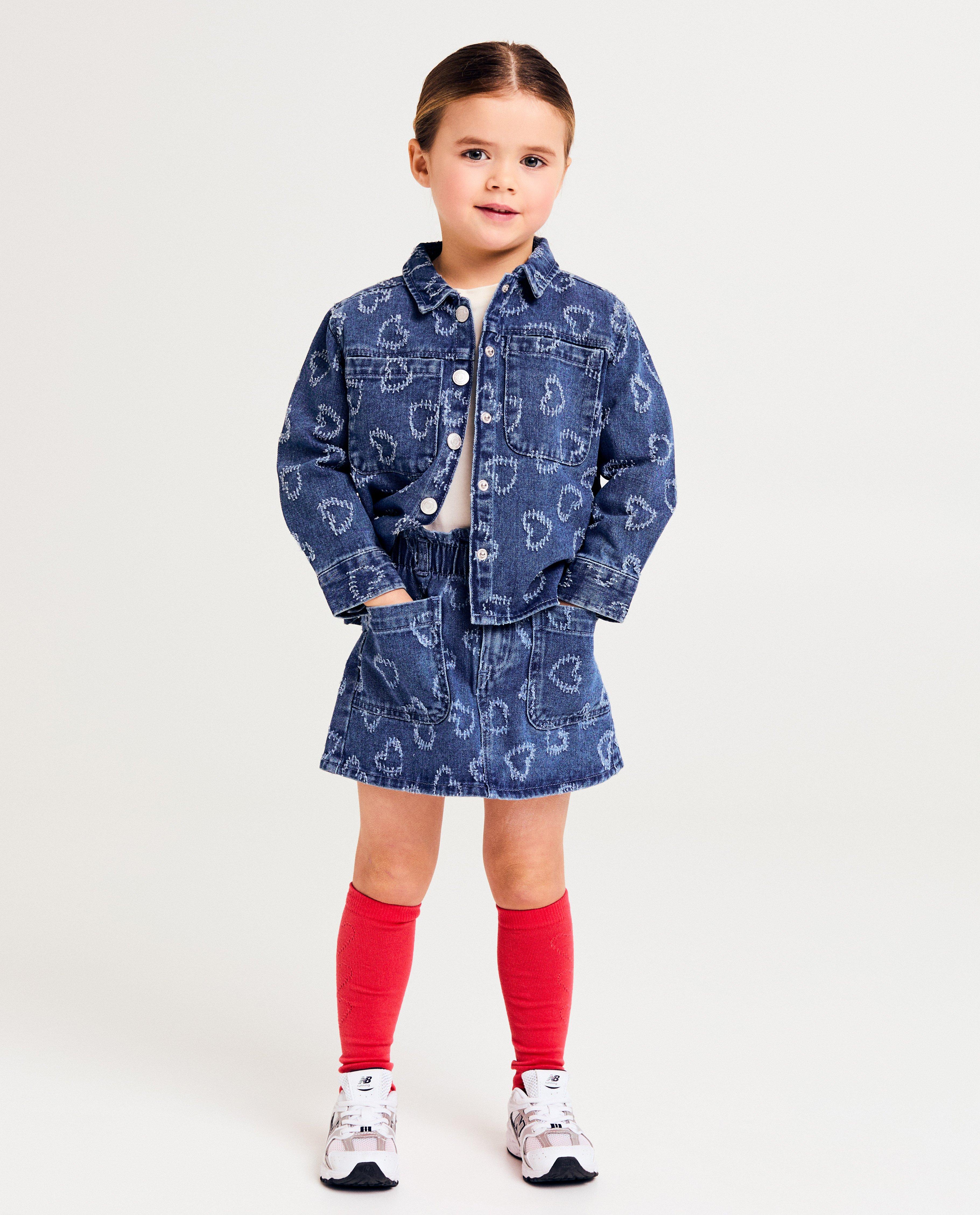 Cardigan din denim Milla Star cu model cu inimioare, croială supradimensionată, 92-134 albastru