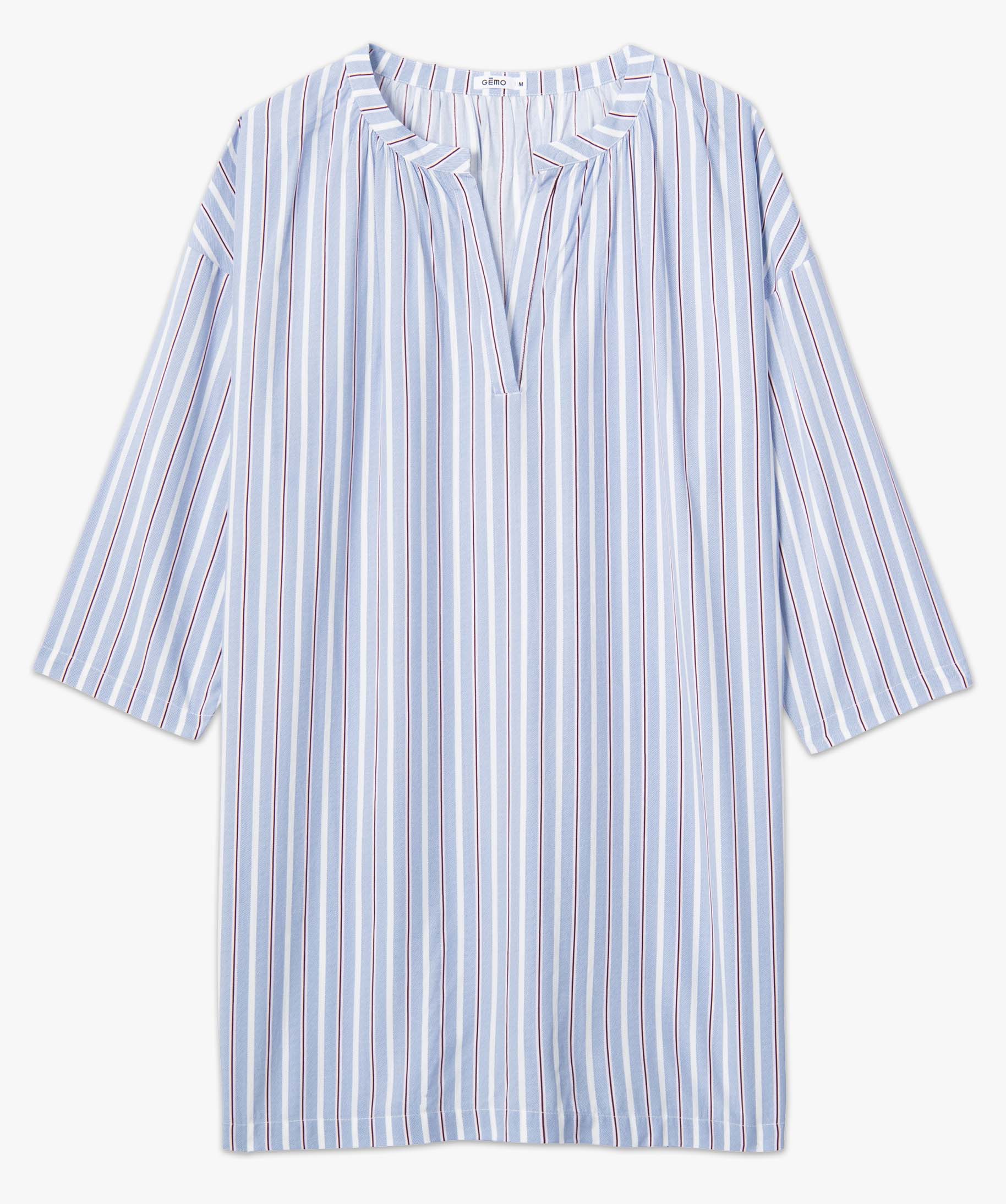 Chemise de nuit femme à manches 3/4 raye | GEMO