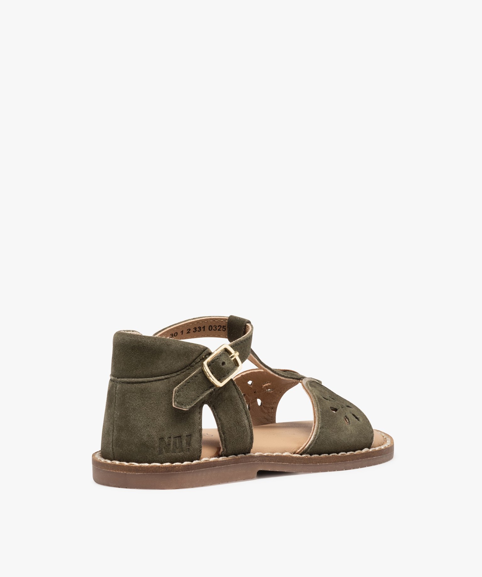 Sandales fille dessus cuir retourné à talon fermé – NA! kaki | GEMO