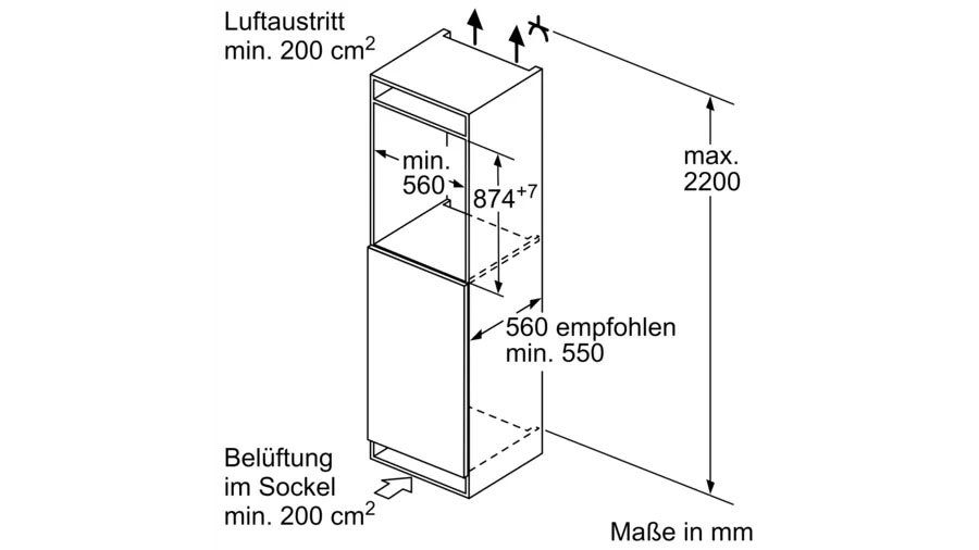 NEFF Einbaukühlschrank N 50 KI1212FE0, 87,4 cm hoch, 54,1 cm breit