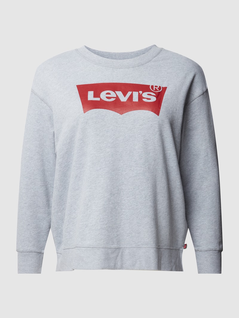 PLUS SIZE Sweatshirt mit Label-Print in hellgrau meliert