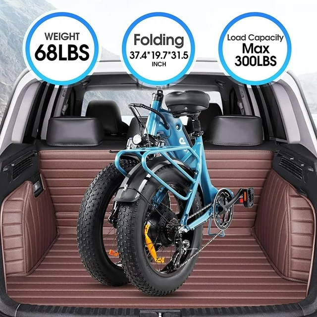DYU 20 4.0 Fat Tire Electric Bike for Adults, 500W 48V 14AH, LG Battery, Shimano 7-Speed, Foldable E Bike