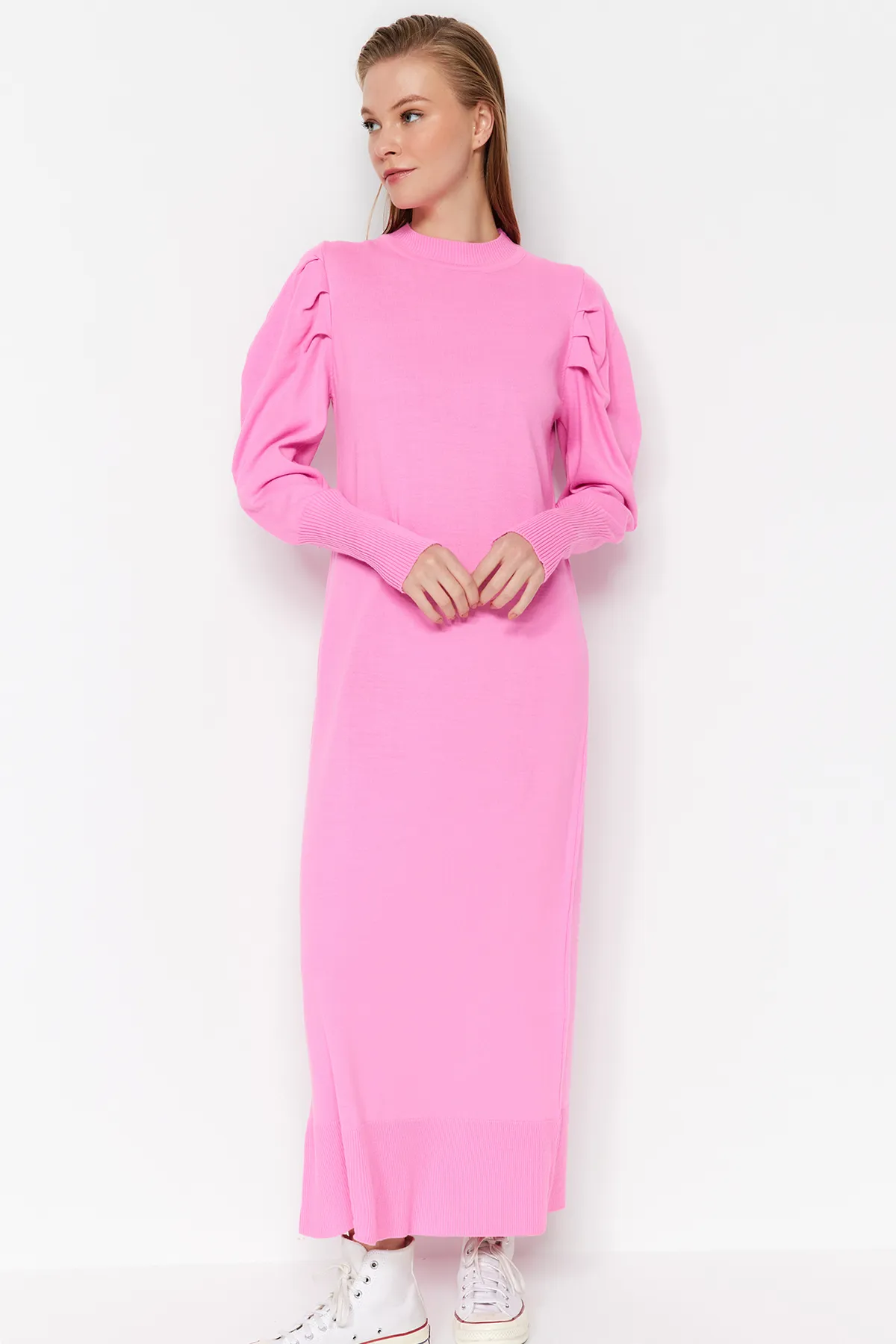 Trendyol Modest  Rosa ungefütterte einfarbige Strickware TCTAW23EB00047