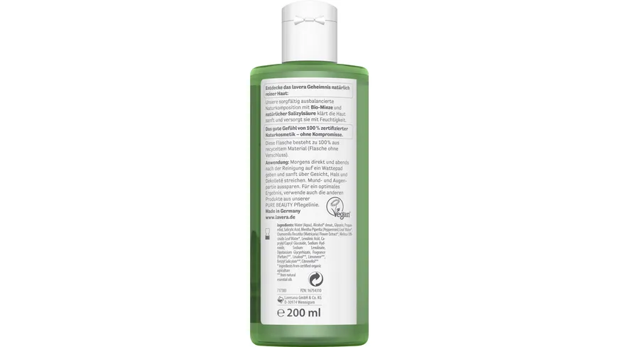 lavera PURE BEAUTY Klärendes Gesichtswasser 200 ml