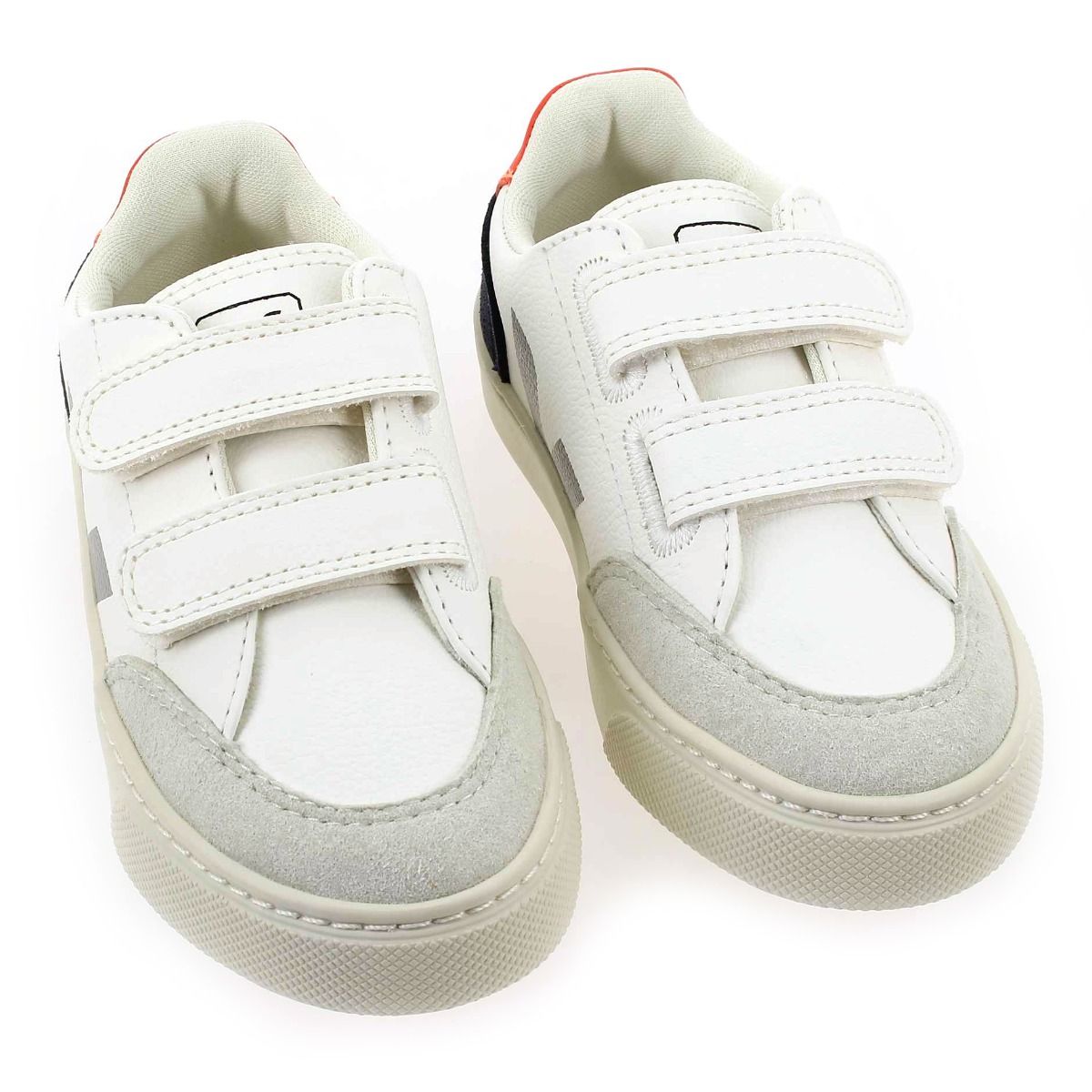 Veja  SMALL V12 VELCRO - Blanc Marine