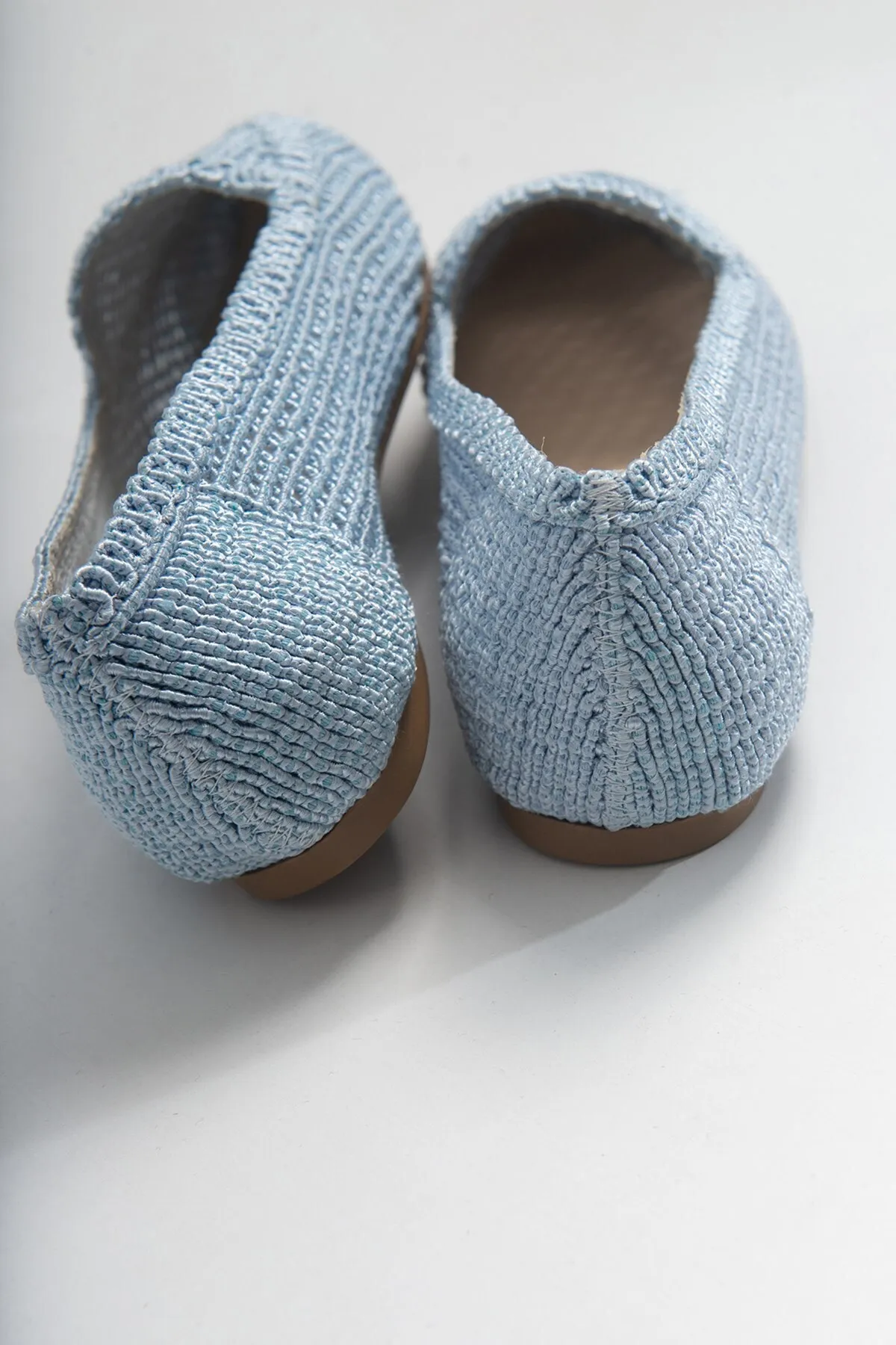 LuviShoes  Blaue gestrickte Ballerina-Schuhe für Damen 101