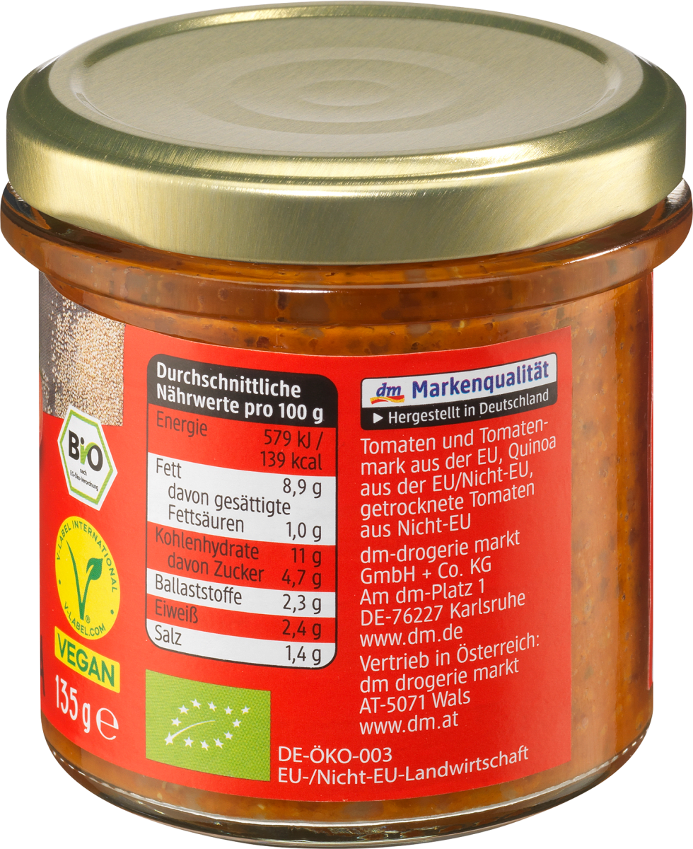 Brotaufstrich, Saatenaufstrich Tomate & Quinoa, 135 g