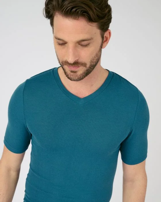 T-shirt col V fine côte Thermolactyl Sensitive, manches courtes