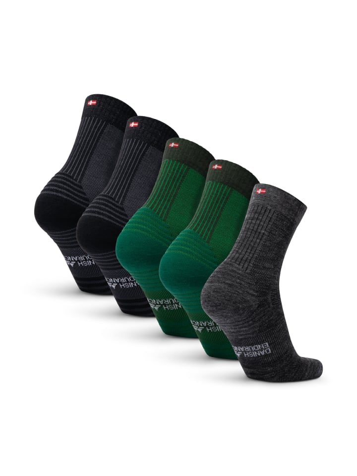DANISH ENDURANCE Socken Merino Hiking Light in green/black/grey günstig kaufen