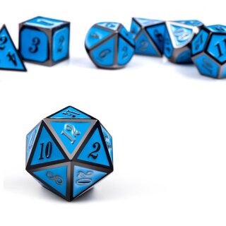 Metal & Enamel Dice Set: Sky & Gunmetal (7)