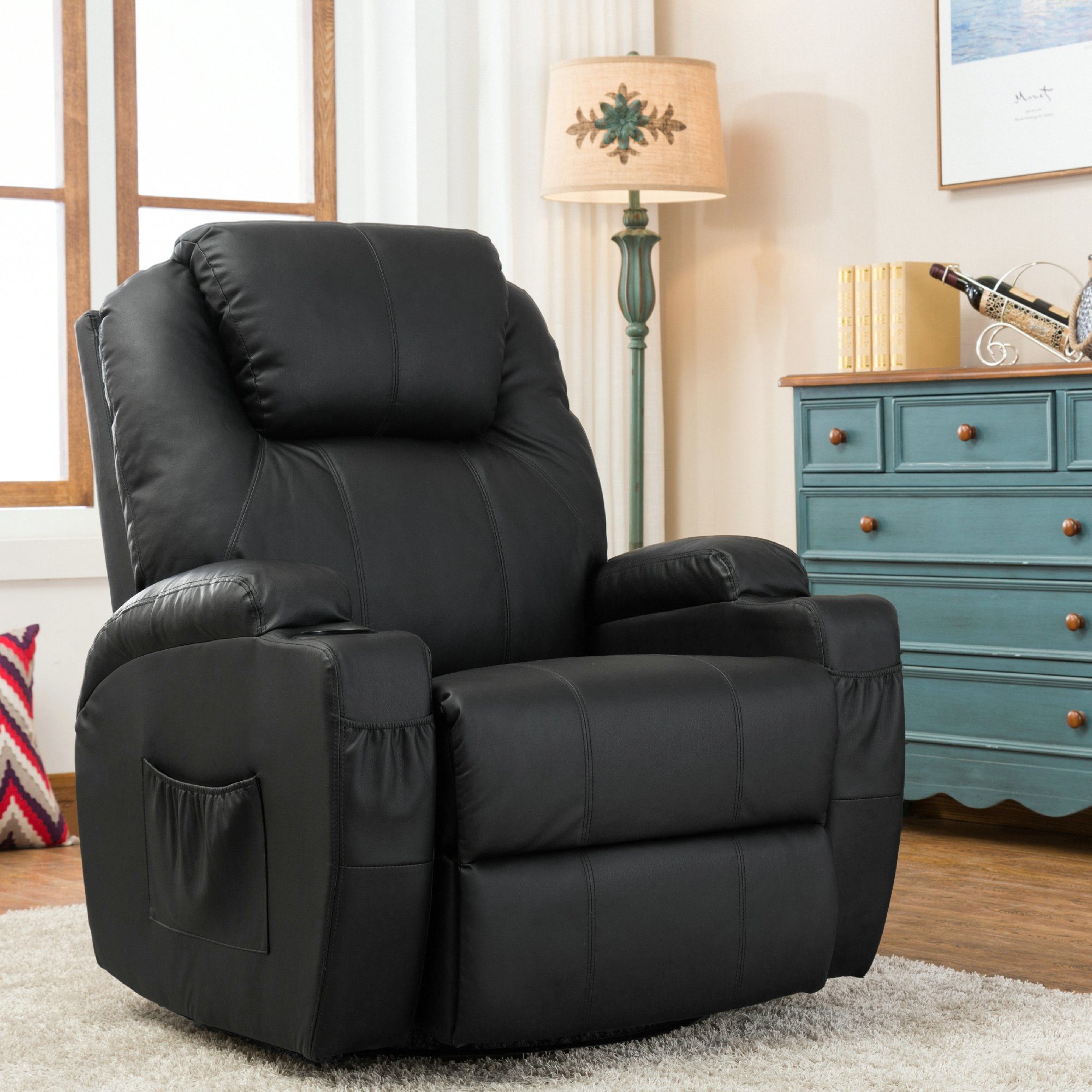 MCombo Relaxsessel MCombo manuell Massagesessel TV-Sessel Relaxsessel 7020, manuell, mit Heizung, 360° drehbar und schwenkbar, 100 × 92 × 109 cm