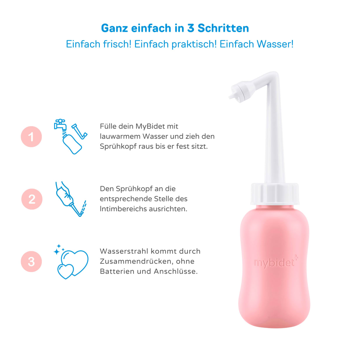 Po- und Intimdusche Rosé, inkl. Reisebeutel und Deckel, 1 St