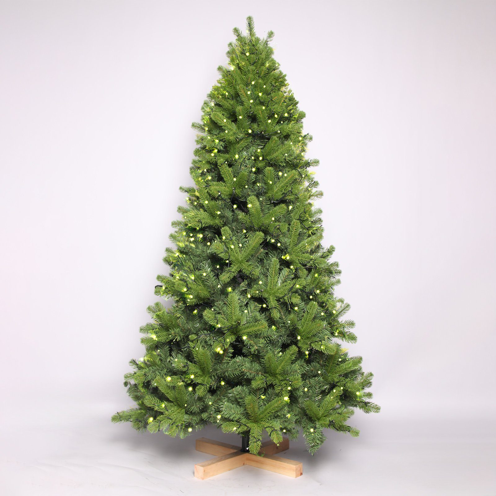 Sinaopus Künstlicher Weihnachtsbaum BG01 Tannenbaum mit beleuchtung, LED Christbaum, mit 1150 Spitzen und 400 Warm-Weißen LED, 180 cm mit Holzständer