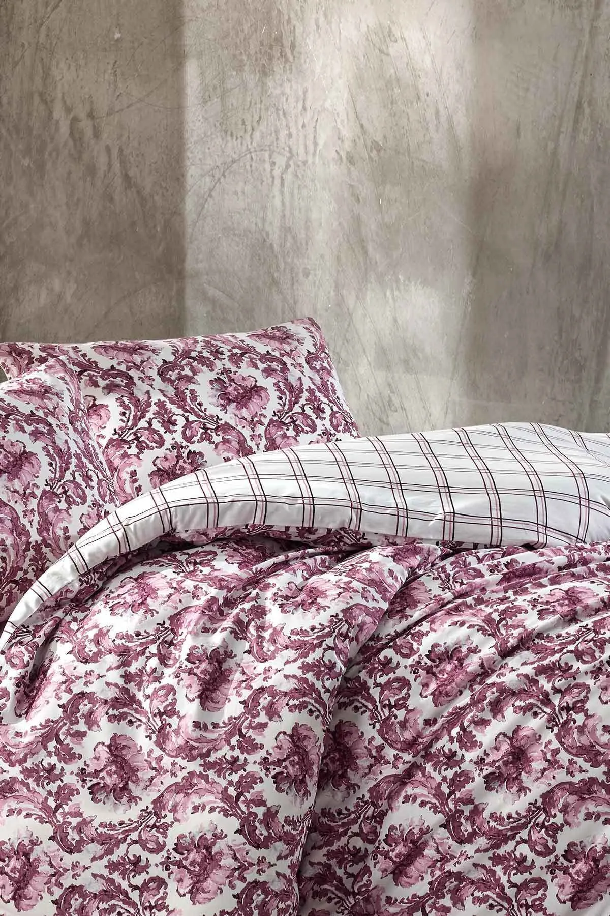 Elart  Crystal Elegance Bettbezug-Set für Einzelbett, 100 % natürliche Baumwolle, Ranforce, 3-teilig, Pflaume