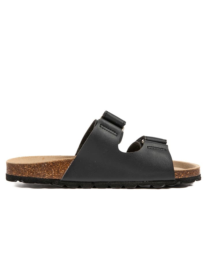 billowy Leder-Pantoletten in Schwarz günstig kaufen