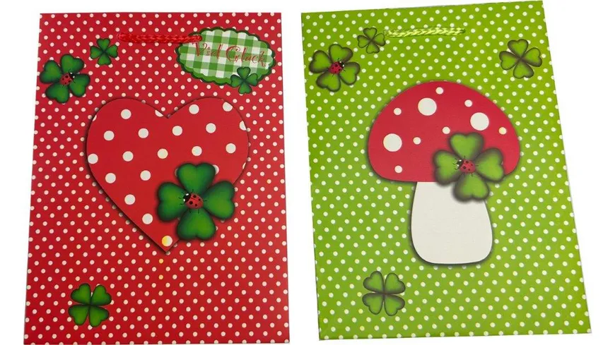 BOCK Geschenktüte mittel Glück+Herz+Pilz 18 x 21 x 8,5cm sortiert
