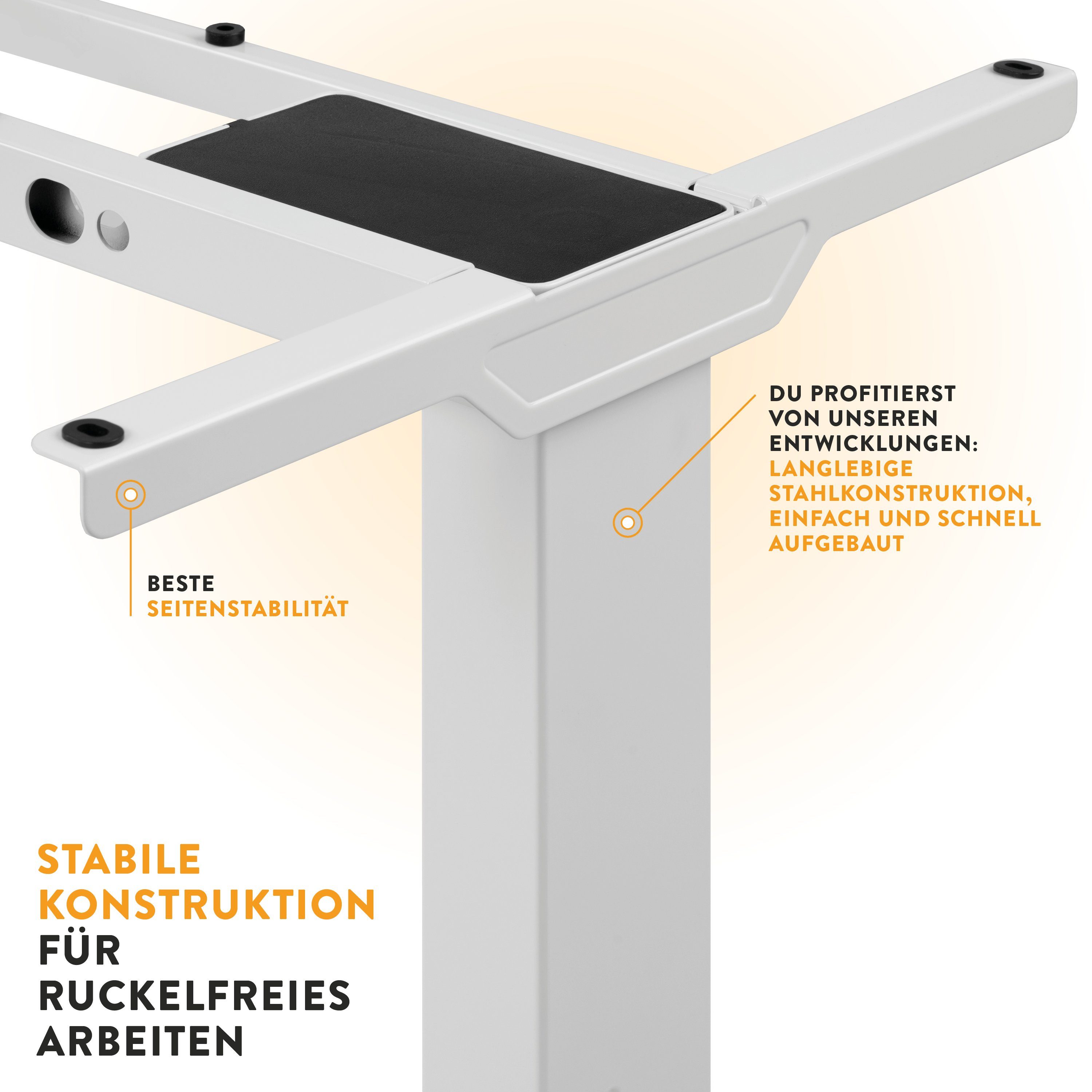 boho office® Schreibtisch Homedesk Eco (Tischgestell Weiß, Tischplatte Wildeiche 110 x 60 cm), Stehschreibtisch elektrisch höhenverstellbar, 3 Speicherplätzen