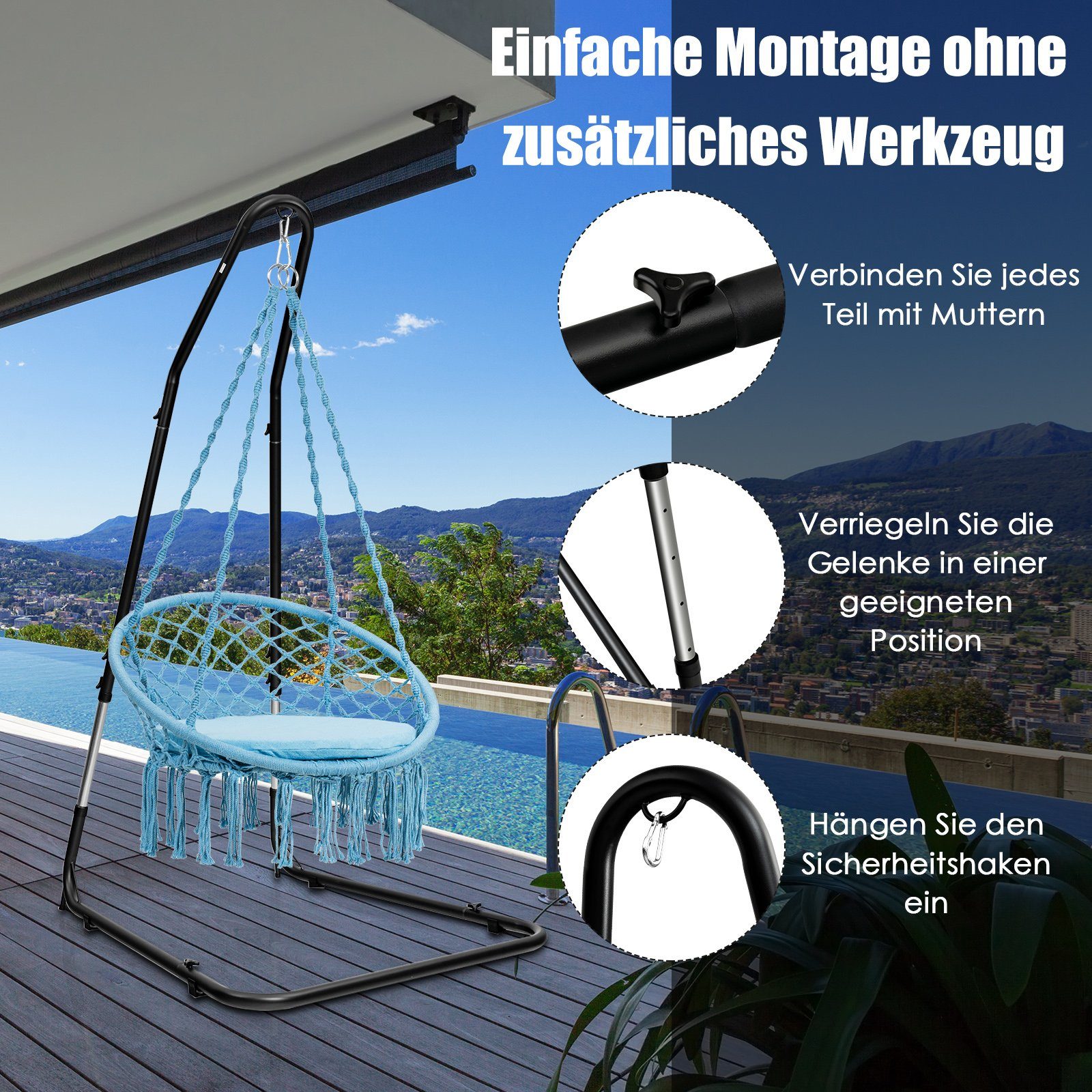 COSTWAY Hängemattengestell, bis 150kg, 195-235cm verstellbar ohne Hängematte