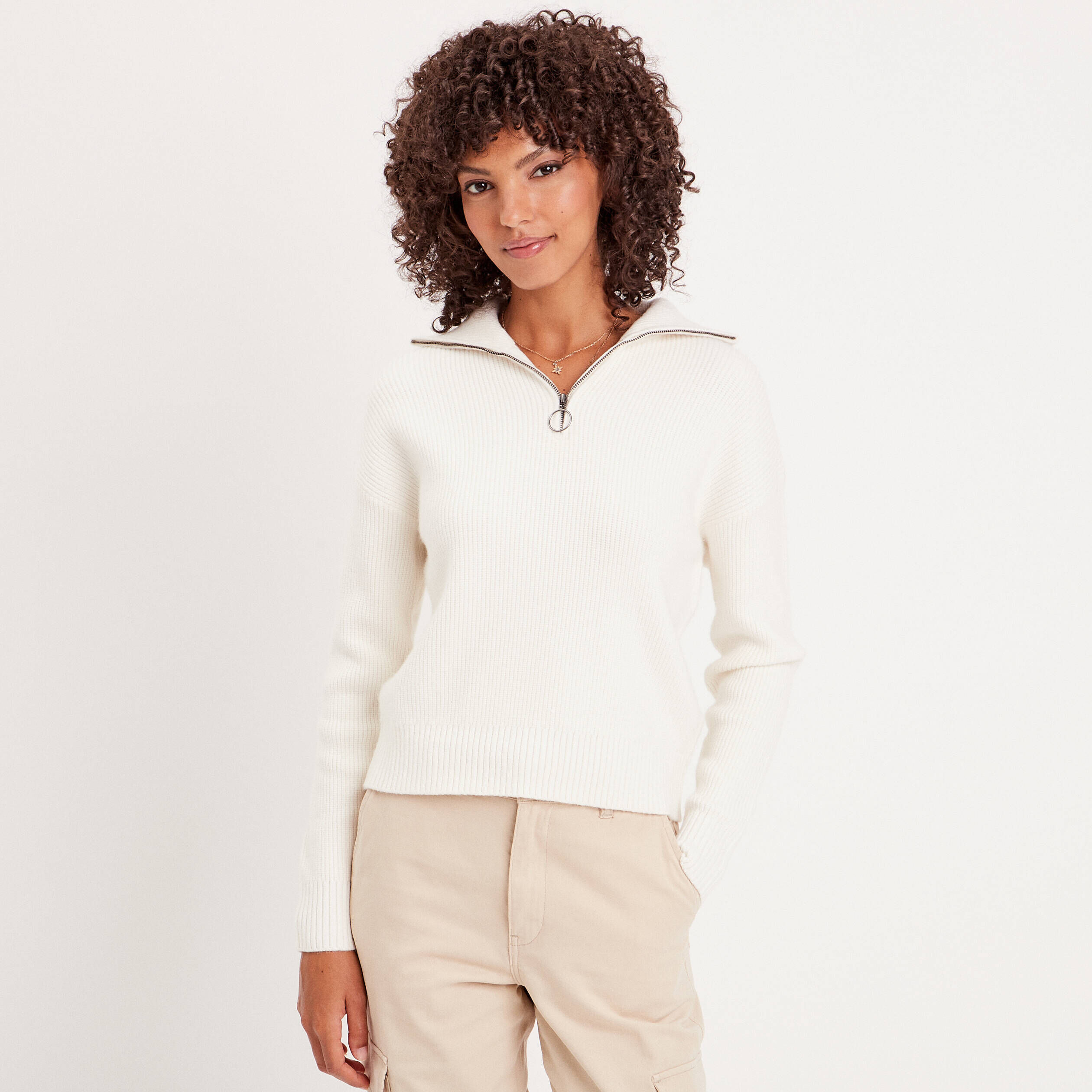 Pull col camionneur ecru femme | Cache Cache