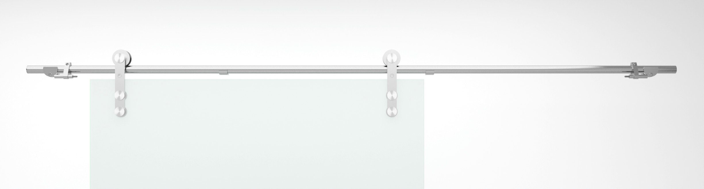 AMOD Glasschiebetür P1-SSOE (Edelstahl, Komplett Set), mit Griffmuschel und SoftStop