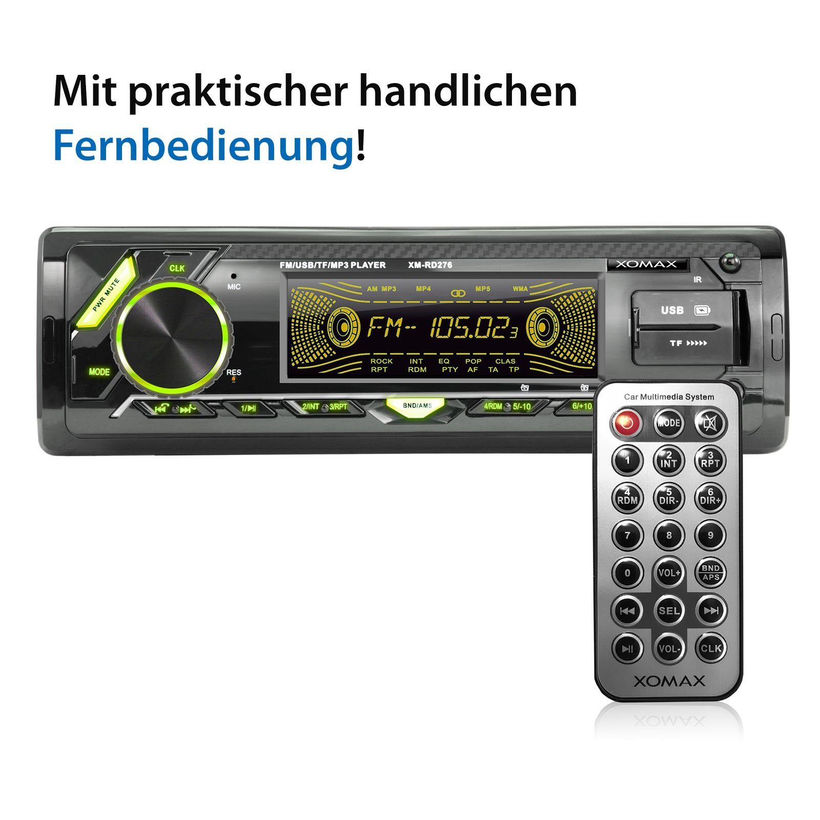 XOMAX XM-RD276 Autoradio mit DAB+ plus, Bluetooth, 2x USB, SD, AUX, 1 DIN Autoradio