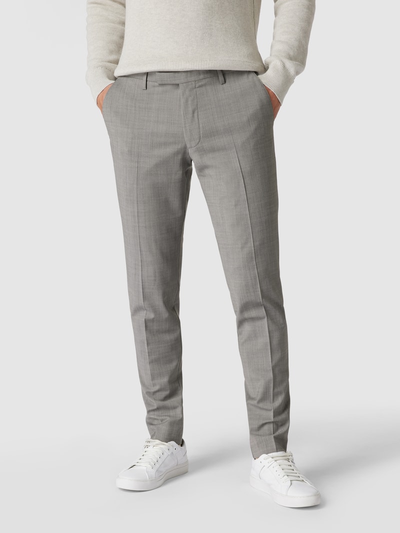 Slim Fit Anzughose mit Bügelfalten Modell 'Monopoli' in hellgrau
