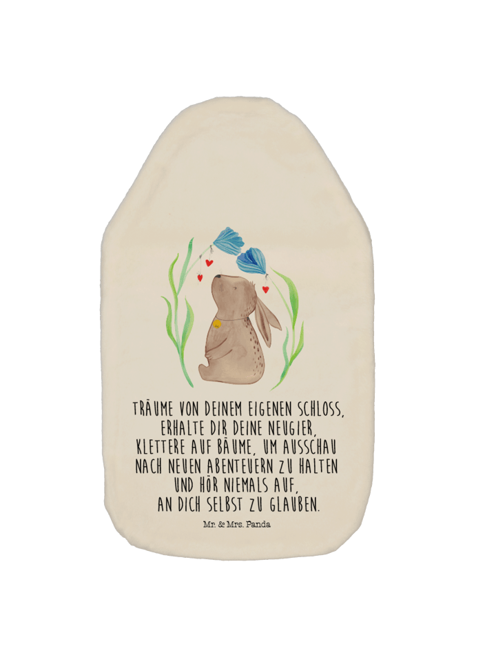 Mr. & Mrs. Panda Wärmflasche Hase Blume mit Spruch in Weiß günstig kaufen onesize