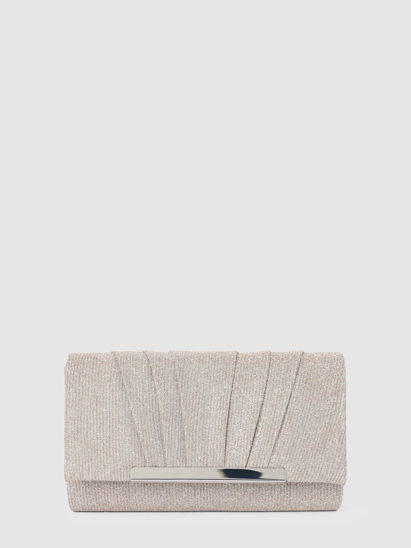 Clutch in schimmernder-Optik mit Raffungen in metallic beige