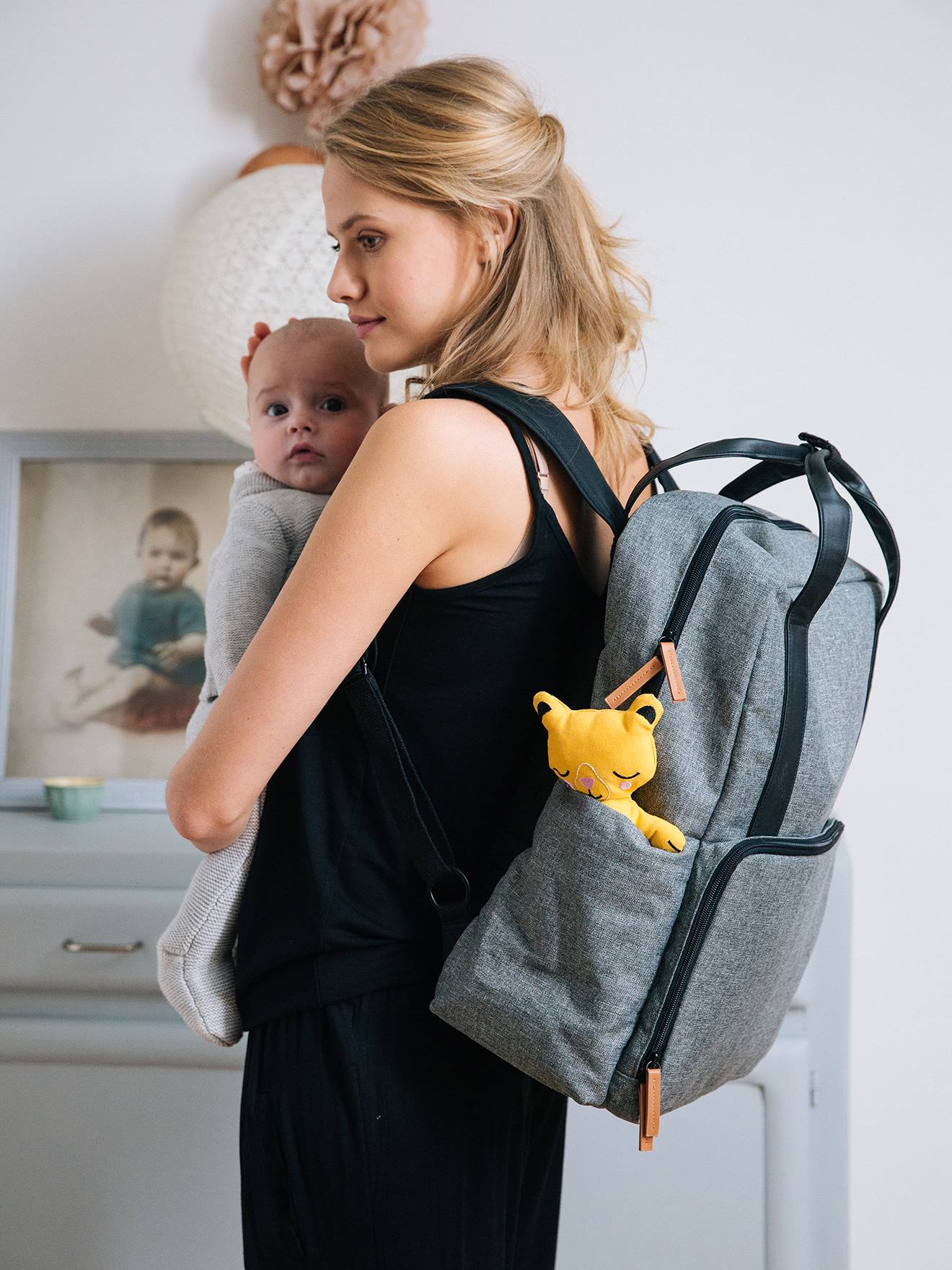Vertbaudet Wickelrucksack, Recycling-Polyester - gebleicht