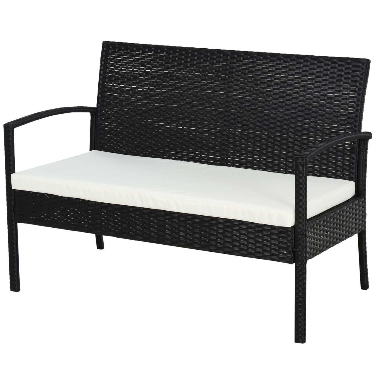 Outsunny Polyrattan Sitzgruppe Garnitur Lounge Sofa Gartenset 7 tlg. mit Kissen, Schwarz