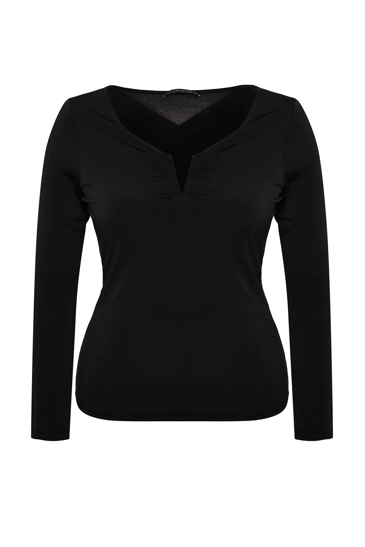 Trendyol Curve  Schwarze Sandy-Strickbluse mit V-Ausschnitt TBBAW24AF00030