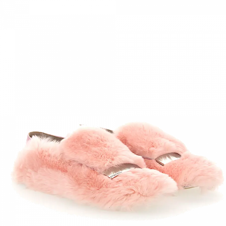 Sergio Rossi - Slipper A77990 Kaninchenfell Metallspange rosa - pink