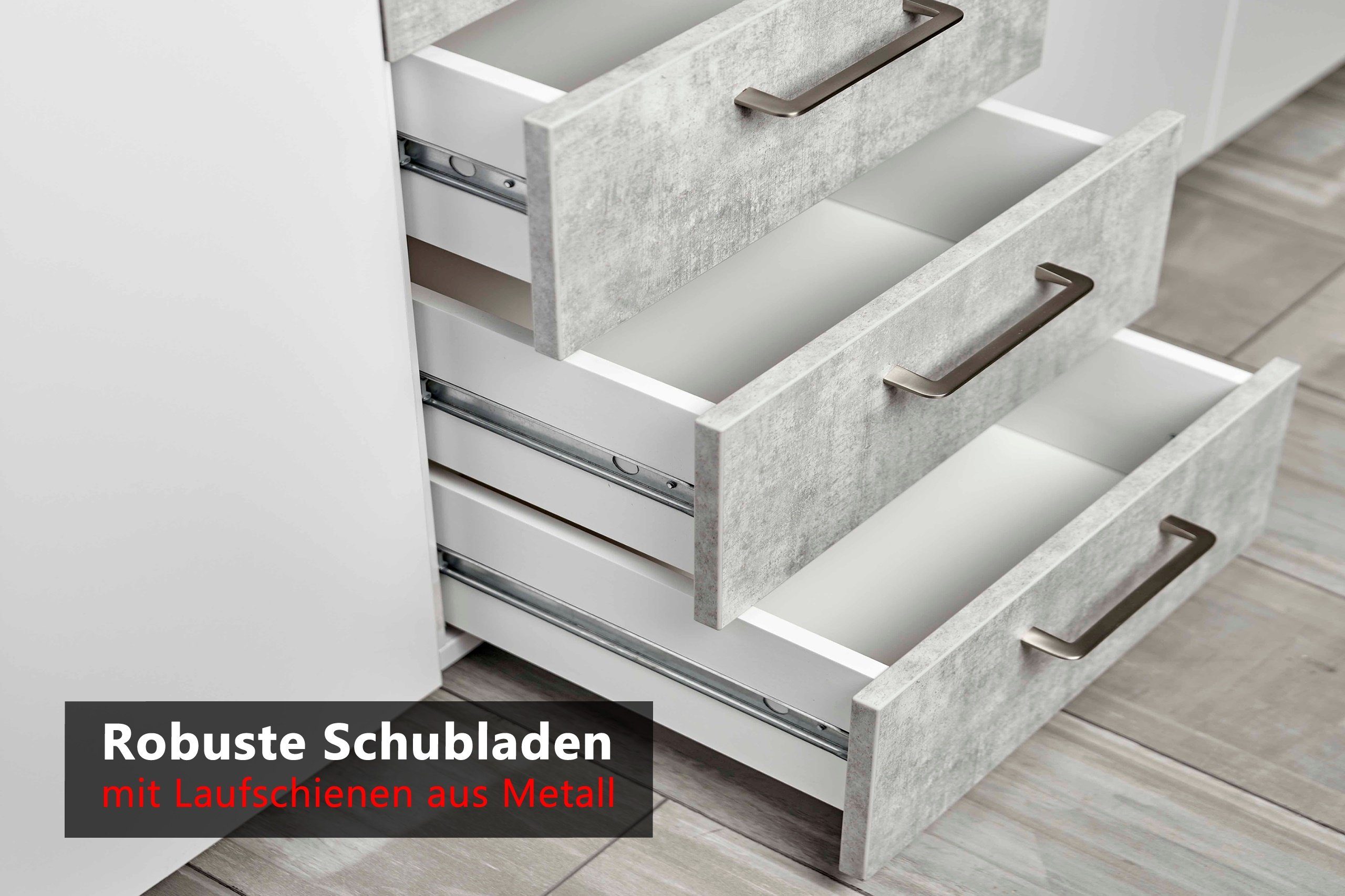 bümö Aktenregal smart Schubladen Regal - 4 Schübe, Dekor: Weiß/Silber